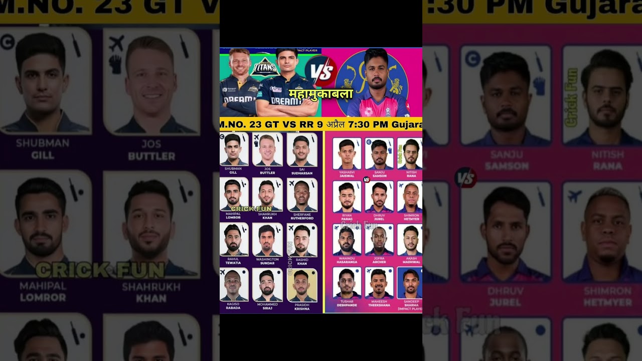 Gt Vs RR Playing 11 Ipl 2025🔥💥