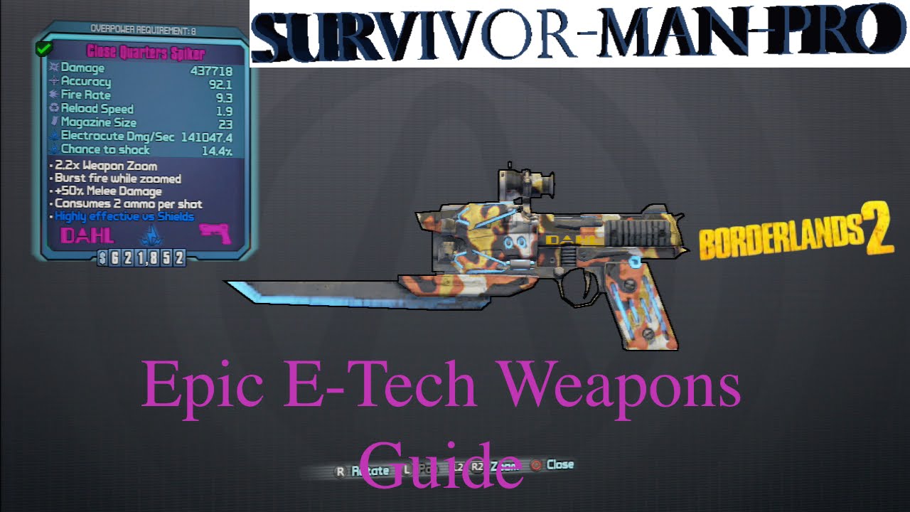 Borderlands 2 Epic E-Tech Weapons Guide! (Dahl Spiker) - YouTube