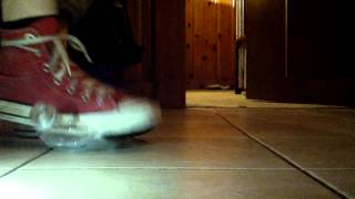 Red Converse Bottle Stomp For Recycling