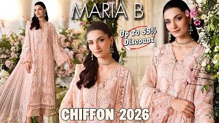 Maria B Chiffon Collection 2026 | Design MPC-26-104 Pink Peach | Full Details Review #mariabchiffon