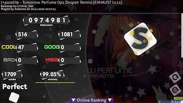 osu!mania t+pazolite - Tomorrow Perfume (tpz Despair Remix) [EXHAUST Lv.13] FC (S)99.02%