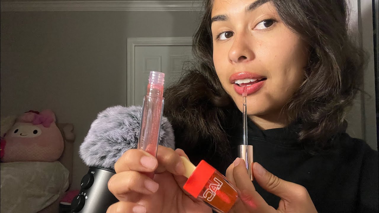 asmr : lipgloss application & mouth sounds