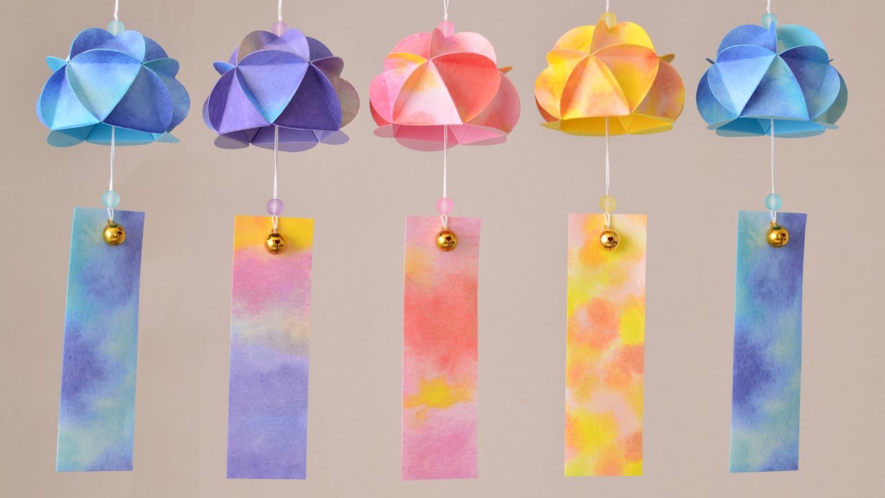 【100均DIY】ダイソーの千代紙で作る風鈴②🎐wind bell
