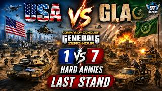 USA Last Stand vs 7 GLA Armies! C&C Generals Zero Hour 1v7 Hard Gameplay