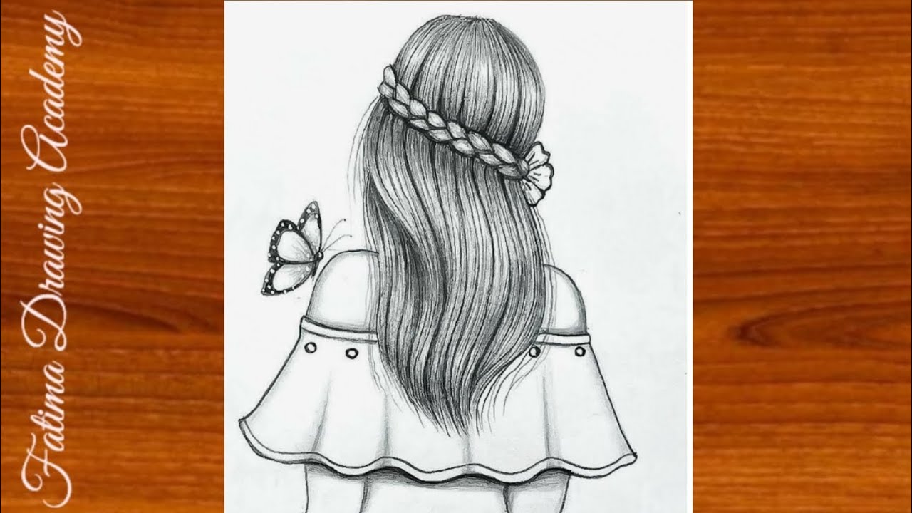 Beautiful Girl Back Side Pencil Drawing | Easy Sketch Tutorial