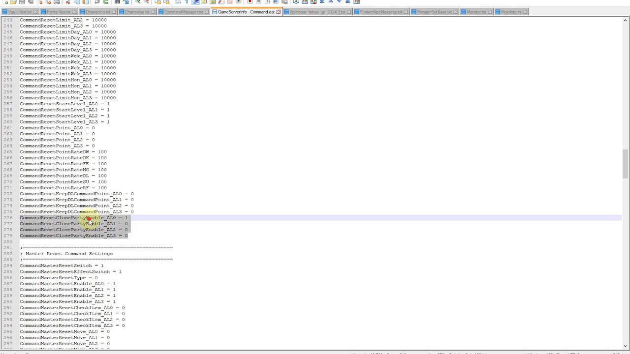 Command Reset & MasterReset Close Party - ADDED 4.3