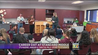 17's Tabatha Mills and Maddie Janssen take part in Career Day at Standard Middle School