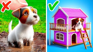 Construí una habitación en miniatura para mi perro 🐶💖 *Manualidades fáciles para dueños de mascotas*