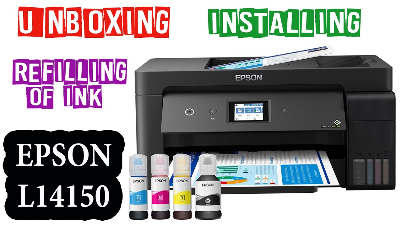 Epson l14150 unboxing ink charging and installing driver in tagalog