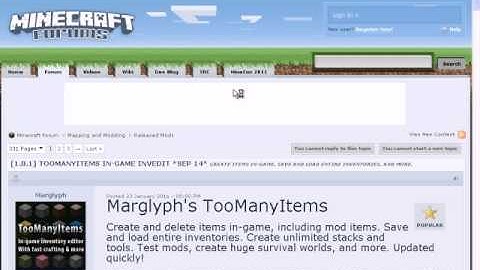 How to get TooManyItems MOD for minecraft 1.8/1.8.1