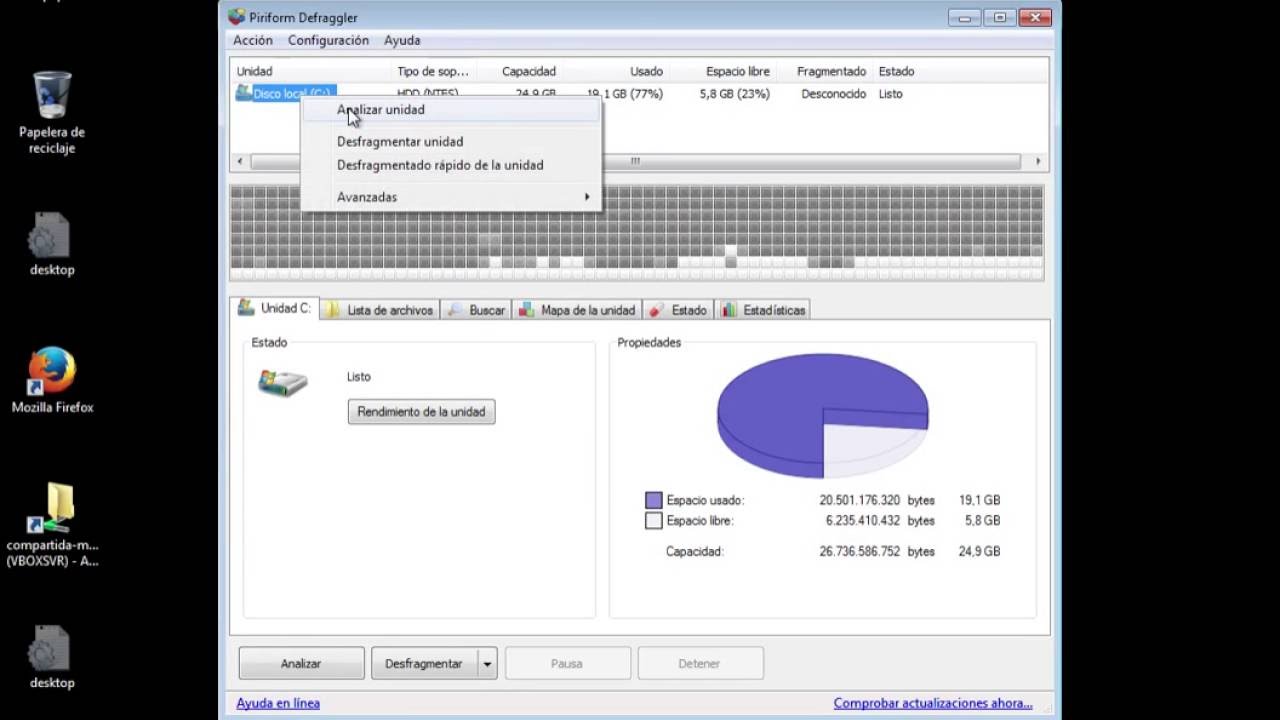 debian 10 Mantenimiento Windows: Desfragmentar un disco duro y apagar el equipo cuando termine con Defraggler