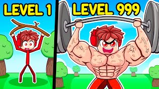 level 1 vs level 999 strong man in roblox