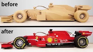 Transformation of a Cardboard Formula 1 into a Ferrari F1 Racing Car