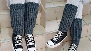 Polainas a crochet imitación 2 agujas - Sólo 1 rectángulo - Todos los talles