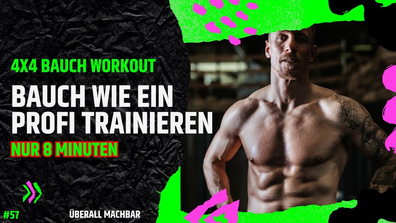 4x4 Workout Routine 4x4 Bauch Workout 57 | 8 Minuten | Überall machbar - YouTube