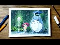 🌧  Rainy day watercolour painting | Studio Ghibli | My Neighbour Totoro