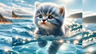 Cat And Friends Swimming İn Water 🐈 🐬 #viralshorts #catstories #cat