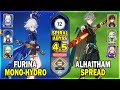 Furina monohydro  alhaitham spread  spiral abyss 45 floor 12  full 9 stars