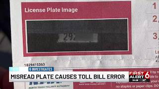 Misread plate causes toll bill error