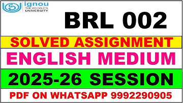 BRL 002 solved assignment 2025-26 in English || brl 002 solved assignment 2026 || brl2 2025-26