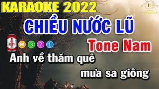 Karaoke Chiều Nước Lũ Tone Nam Nhạc Sống 2022 Mới Nhất | Trọng Hiếu