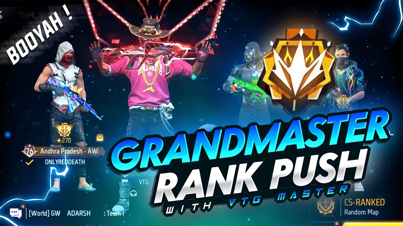 free fire live 🔴 grandmaster pushing 💙 | ff live cs rank push | ff live ...