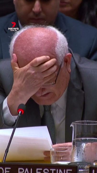 Moment UN Palestinian ambassador breaks down in tears