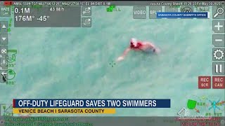 Off-Duty Lifeguard Rushes Into Action to Save Swimmers from Rip Currents
