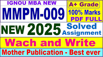 MMPM 009 solved assignment 2025 in English || mmpm 009 solved assignment 2025 || ignou mmpm009 2025