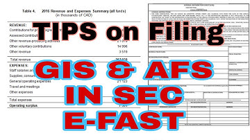 TIPS on how to file the GIS and  AFS in Efast