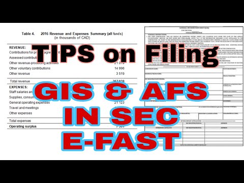 TIPS on how to file the GIS and  AFS in Efast