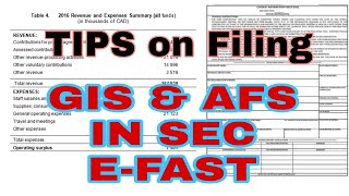 TIPS on how to file the GIS and  AFS in Efast