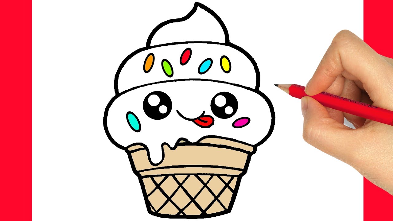 HOW TO DRAW ICE CREAM EASY STEP BY STEP - DRAWING AND COLORING ICE