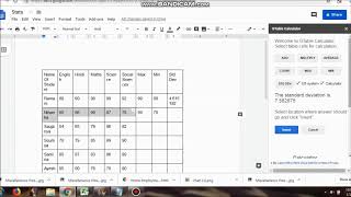 Count, Max, Min,Std Dev Through GTable Calculator in Google Doc screenshot 3