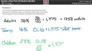 Grade 6 - Unit 3, Lesson 15 Practice Problem Review