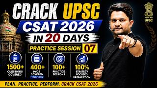 UPSC CSAT 2026 in 20 Days 🔥 | 1500 Questions + 400 PYQs (2015–2025) | 100 Practice Sessions