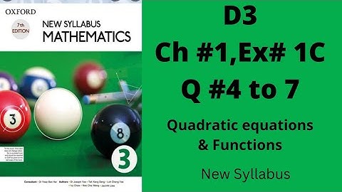 Oxford Mathematics 3, D3, NSM, Chapter no 1, Ex no 1C, Q no 4 to 7,  New Syllabus,7th Edition.