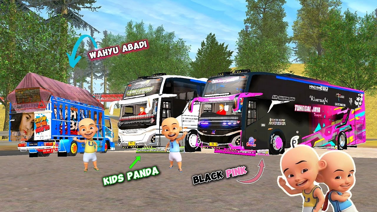 Ada Bus Kids Panda & Black Pink di Rumah Atok ⁉️ Upin dan ipin Naik Truk Oleng Telolet ELTIVISION
