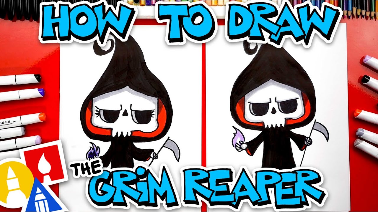 ⁣How To Draw The Grim Reaper Cute Cartoon