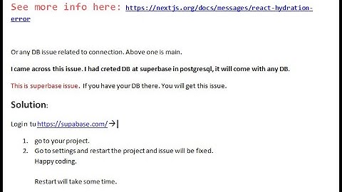 Error: Hydration failed because the initial UI does not match what was rendered on the server.