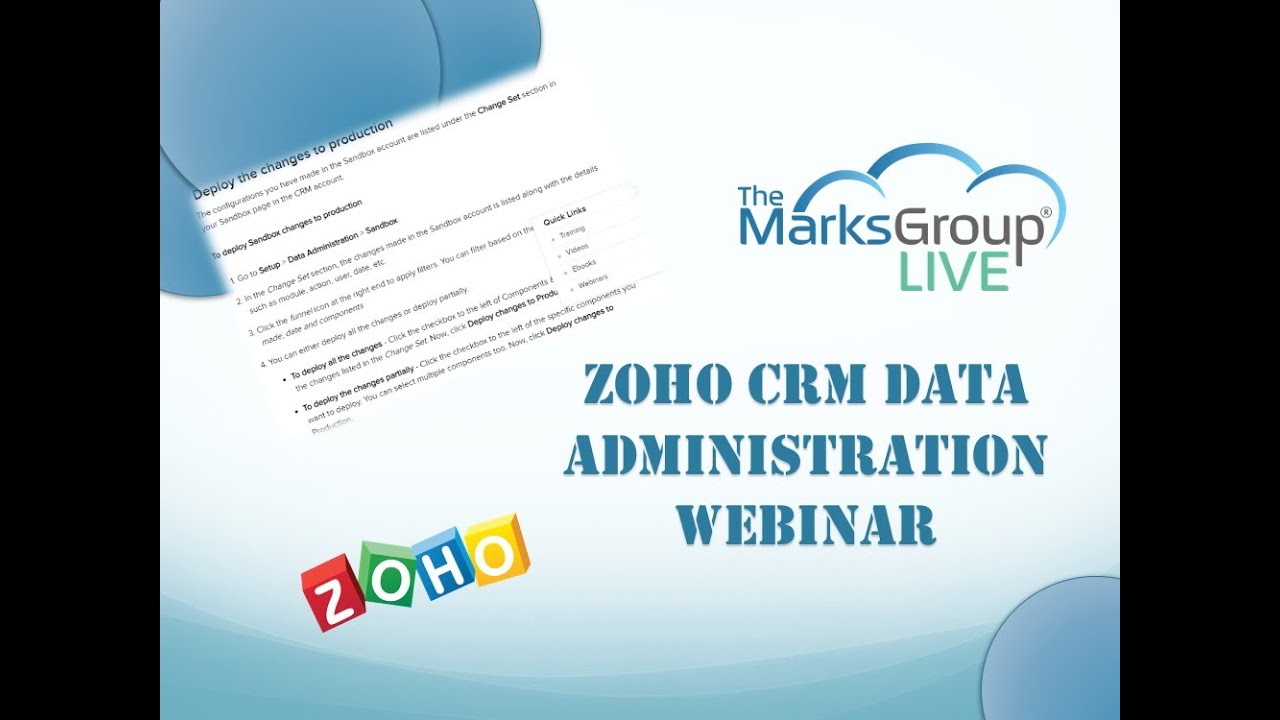 Zoho CRM Data Administration Webinar - YouTube