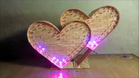 Mô hình trái tim làm bằng tăm tre có gắn LED cực đẹp