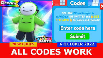 NEW UPDATE CODES [🔥DREAM!🔥] ALL CODES! Clicker Party Simulator ROBLOX | October 6, 2022