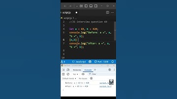 JS interview Q69: Swap numbers WITHOUT a third variable like a PRO! (2 methods) ♋🔁 #codinginterview