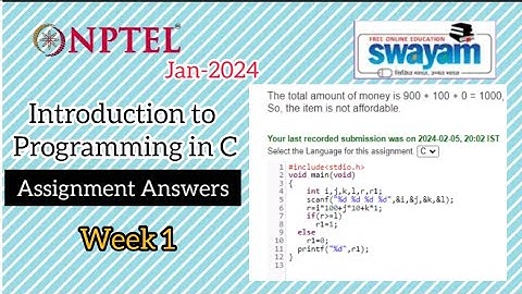 Introduction to programming in C NPTEL (2024) Week 1 Assignment Answers