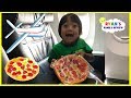 Gummy Pizza Candy Challenge Kid on the Airplane + Toy Hunt Swimming Pool with Ryan's Family Review