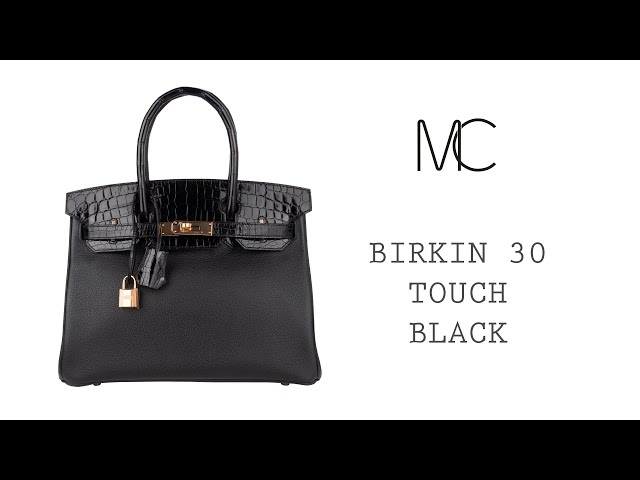Hermes Birkin 30 Touch Bag Black Crocodile / Black Leather Rose Gold  Hardware