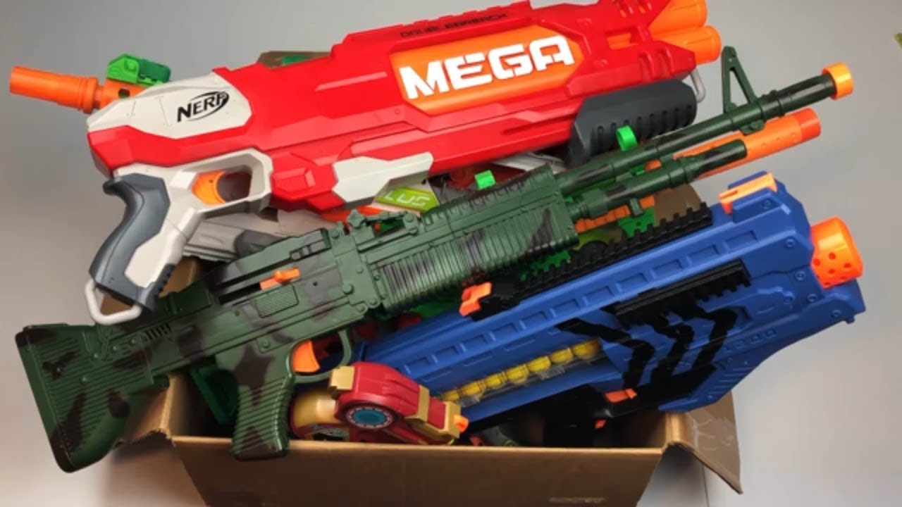 Nerf Blasters Box of Toys for Kids Toy Guns Toy Weapons - YouTube