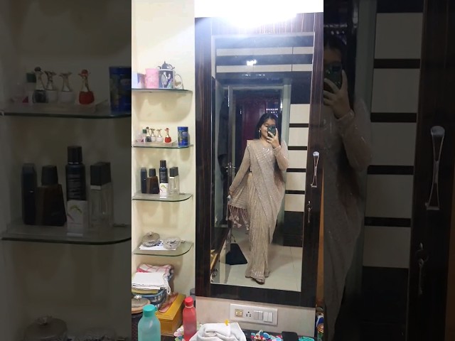 Get ready with me for Farewell-wearing saree for the first time #farewell #grwm #youtubeshorts class=