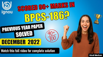 BPCS 186 Solved Previous Year Paper | BPCS 186 important question with answer | solved PYQ DEC 2022